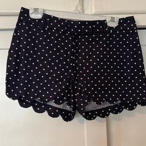J Crew Navy polka dot scallop shorts